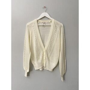 Vintage Women's L Dayne Taylor Cardigan Sweater Lacey Knit Cottagecore Feminine